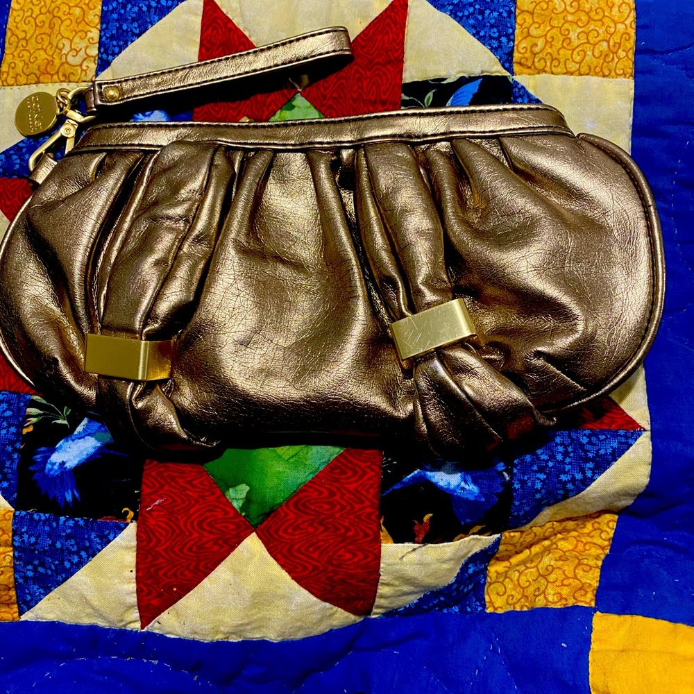 Botkier Bronze-Gold Leather Clutch Wristlet